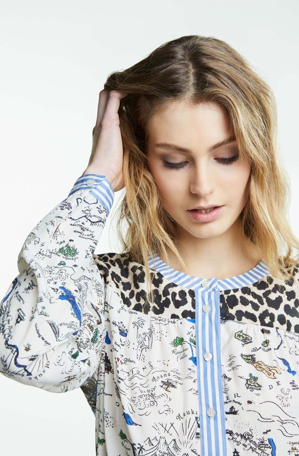 Rose Blue Treasure Map Blouse