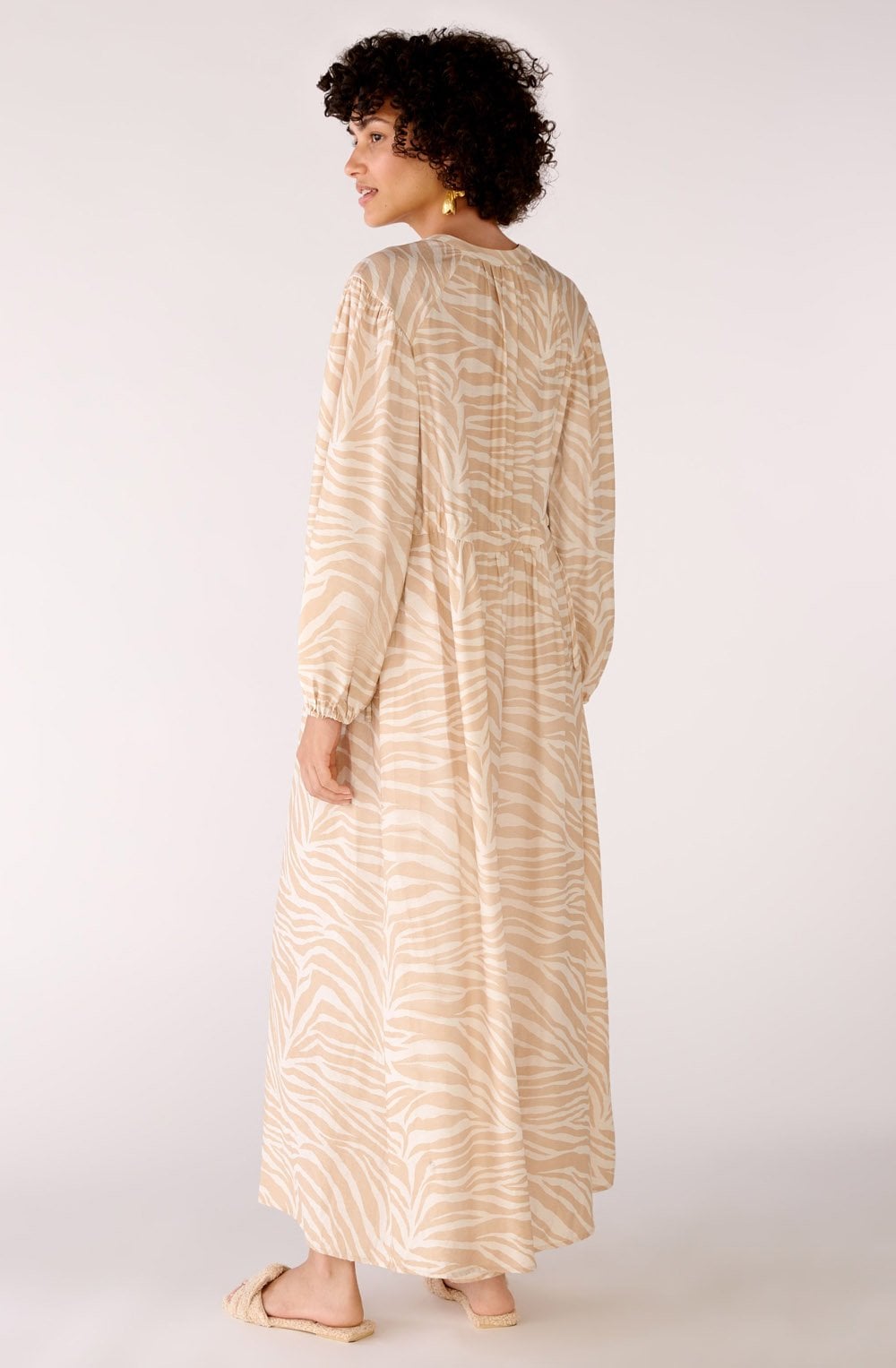 Rose Camel Tie Waist Maxi Dress