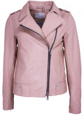 Rose Dust Leather Biker Jacket