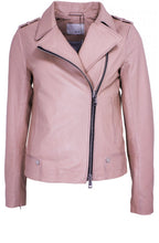 Rose Dust Leather Biker Jacket