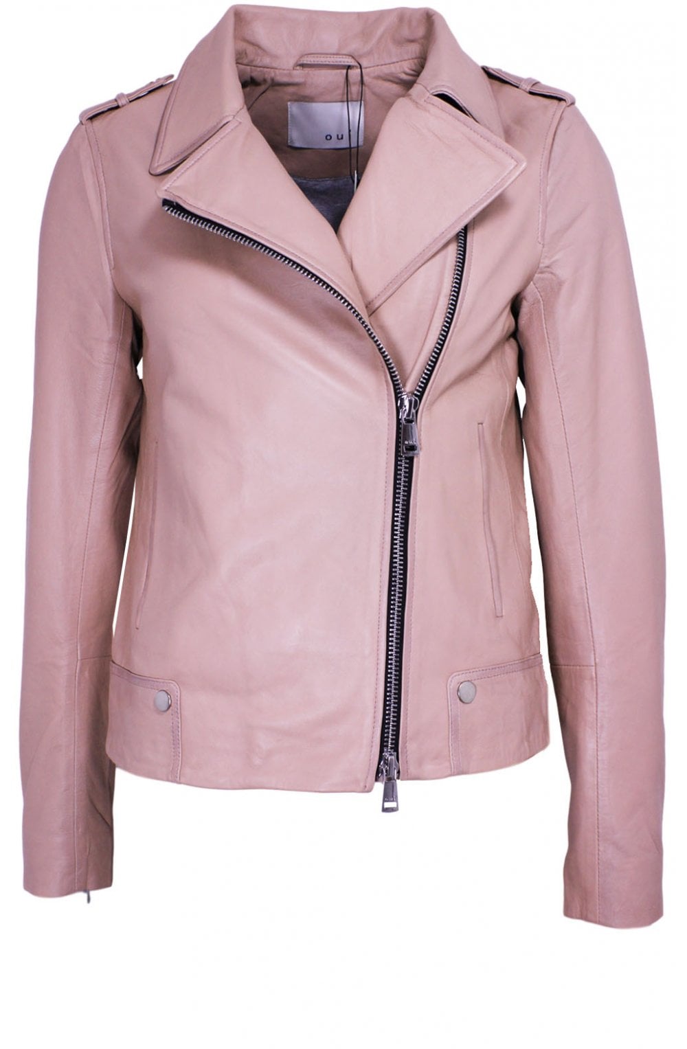 Rose Dust Leather Biker Jacket