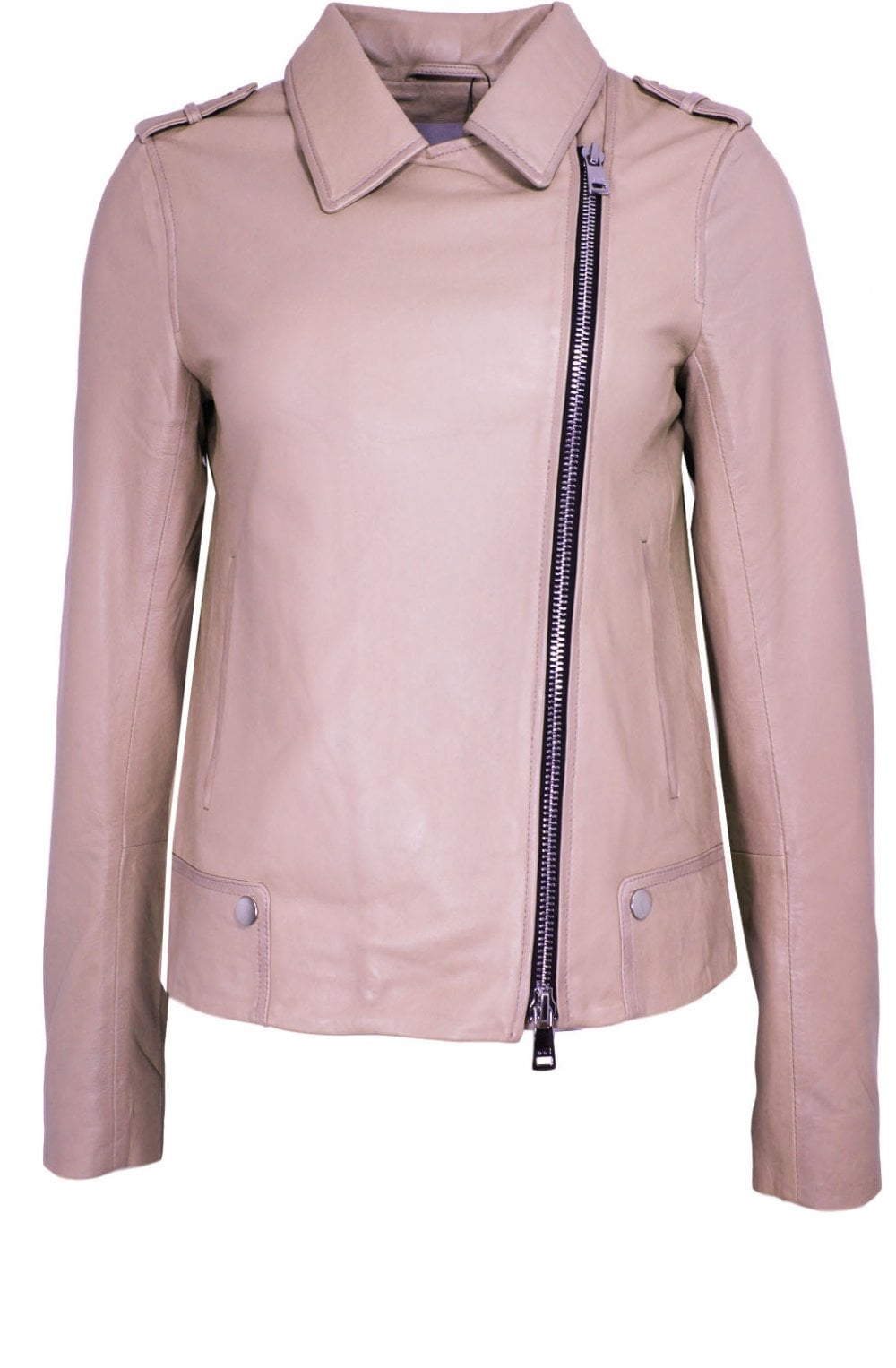 Rose Dust Leather Biker Jacket