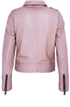 Rose Dust Leather Biker Jacket
