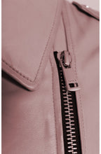 Rose Dust Leather Biker Jacket