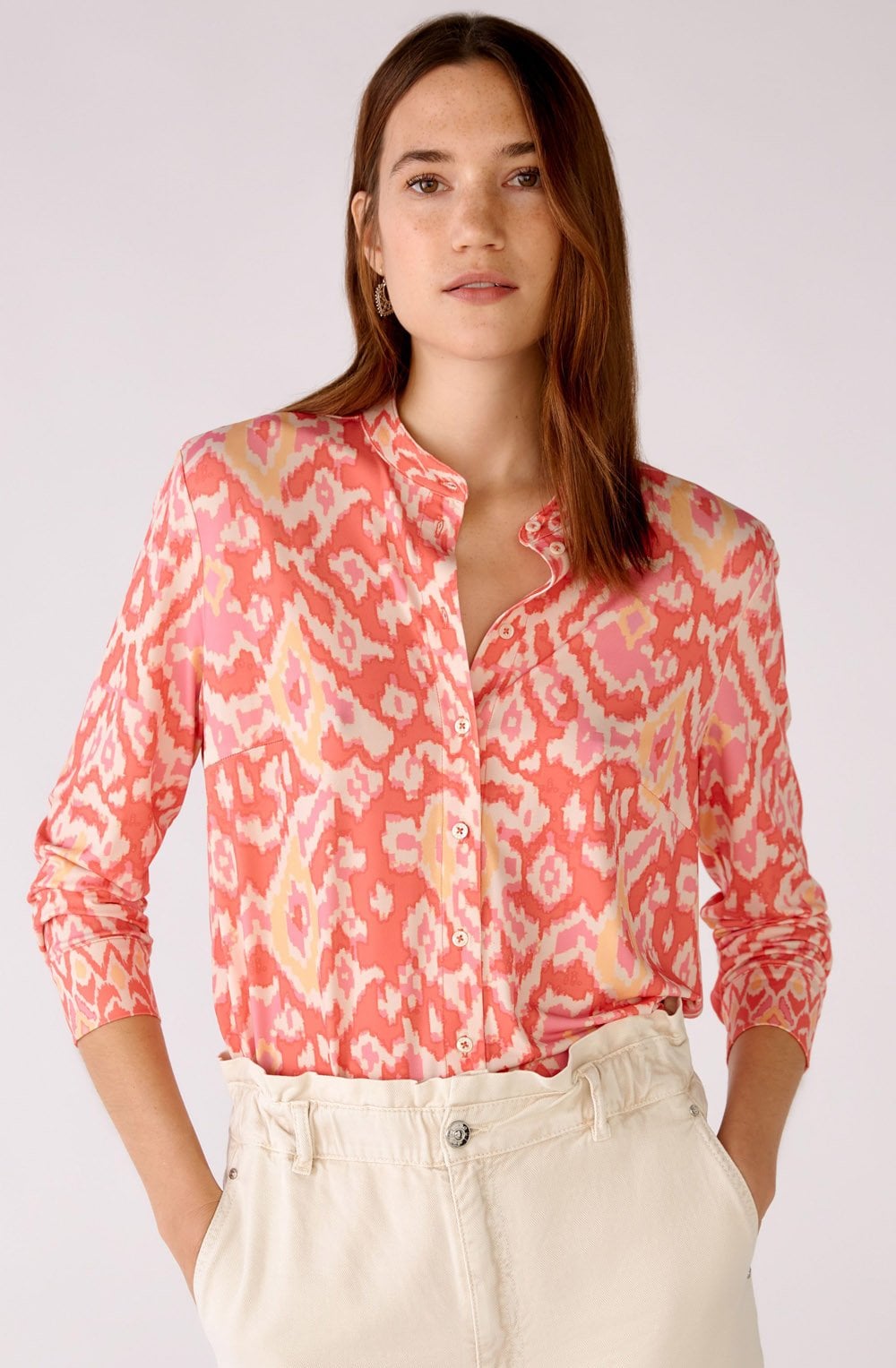 Rose Orange Aztec Jersey Blouse