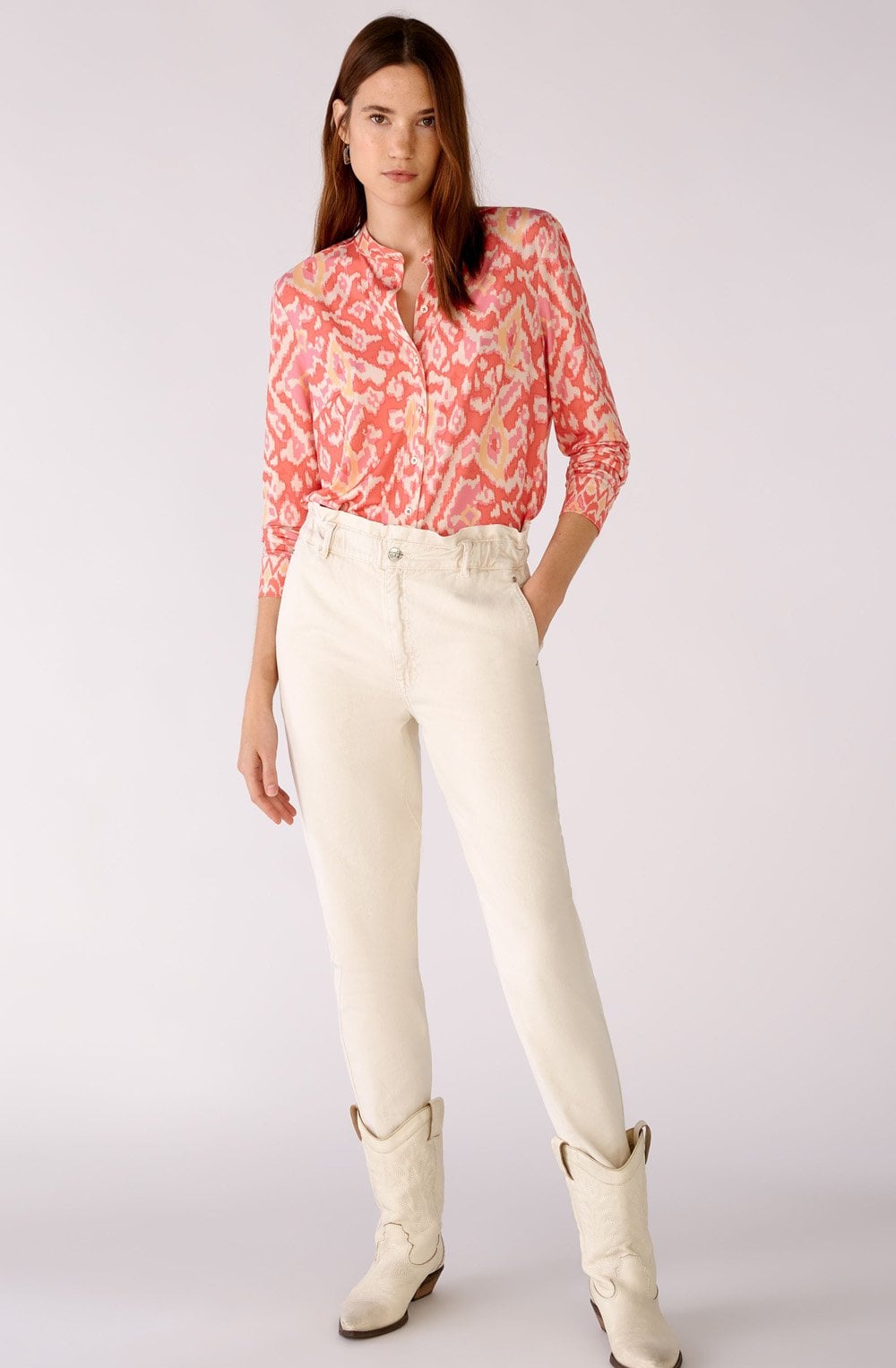 Rose Orange Aztec Jersey Blouse