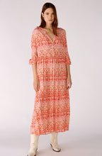 Rose Orange Flowing Midi Dress