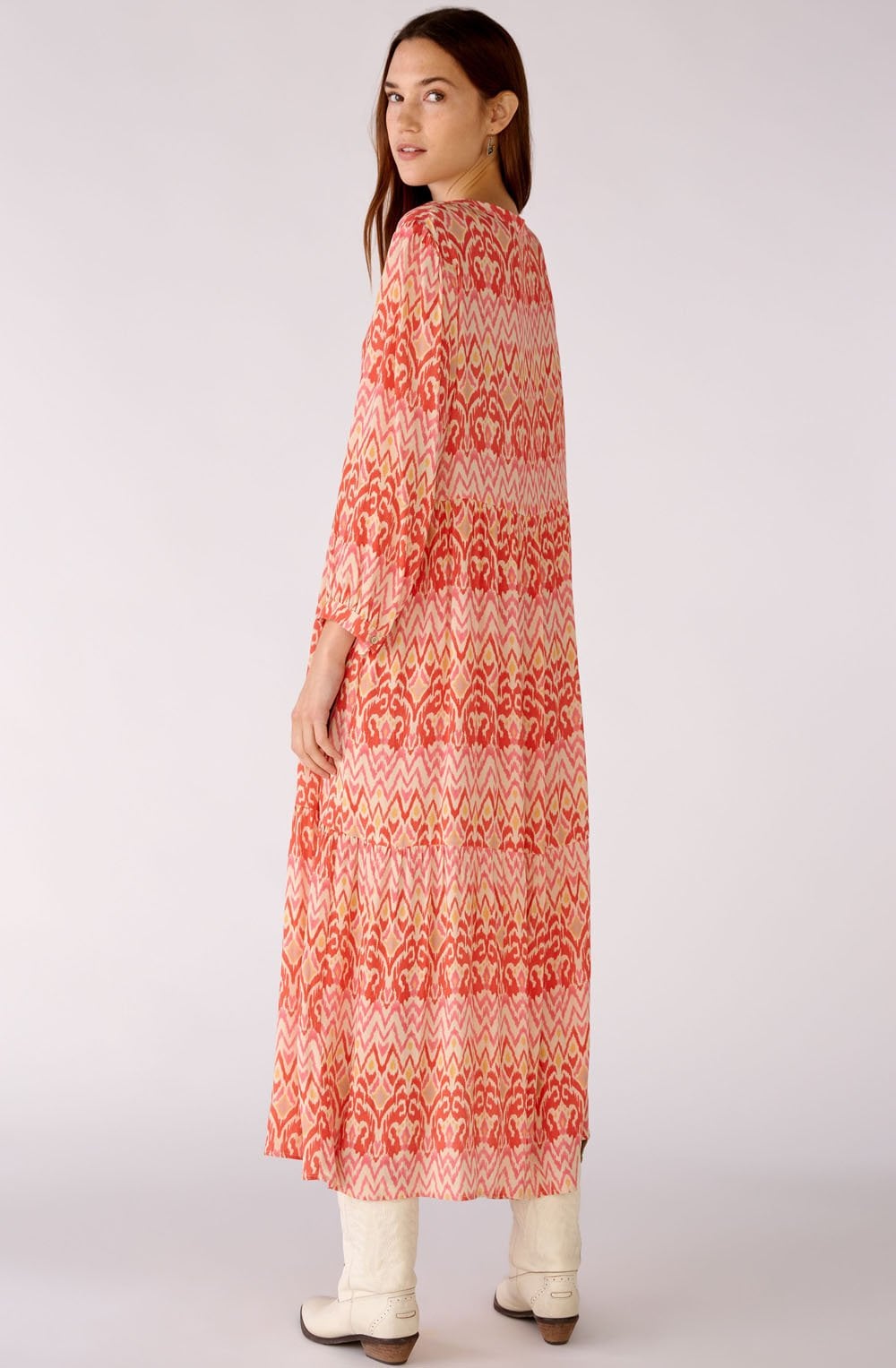 Rose Orange Flowing Midi Dress