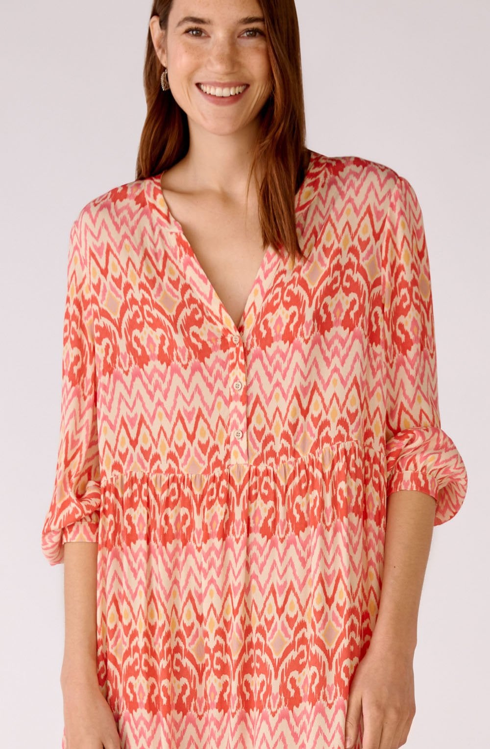 Rose Orange Flowing Midi Dress