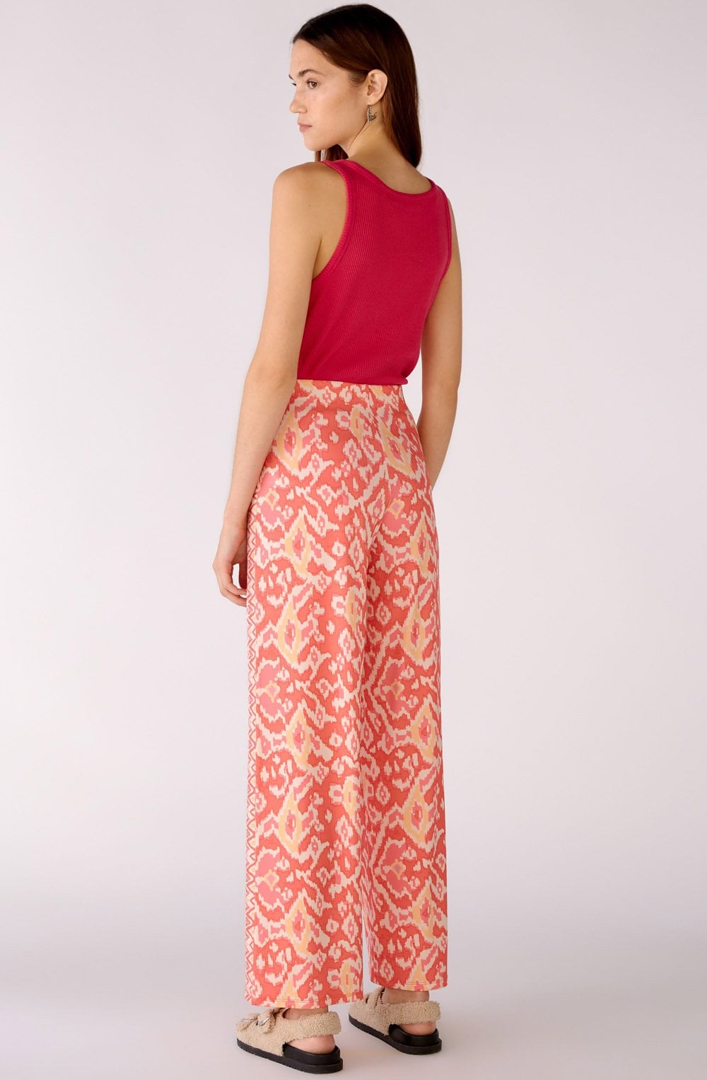 Rose Orange Jersey Wide Leg Trousers