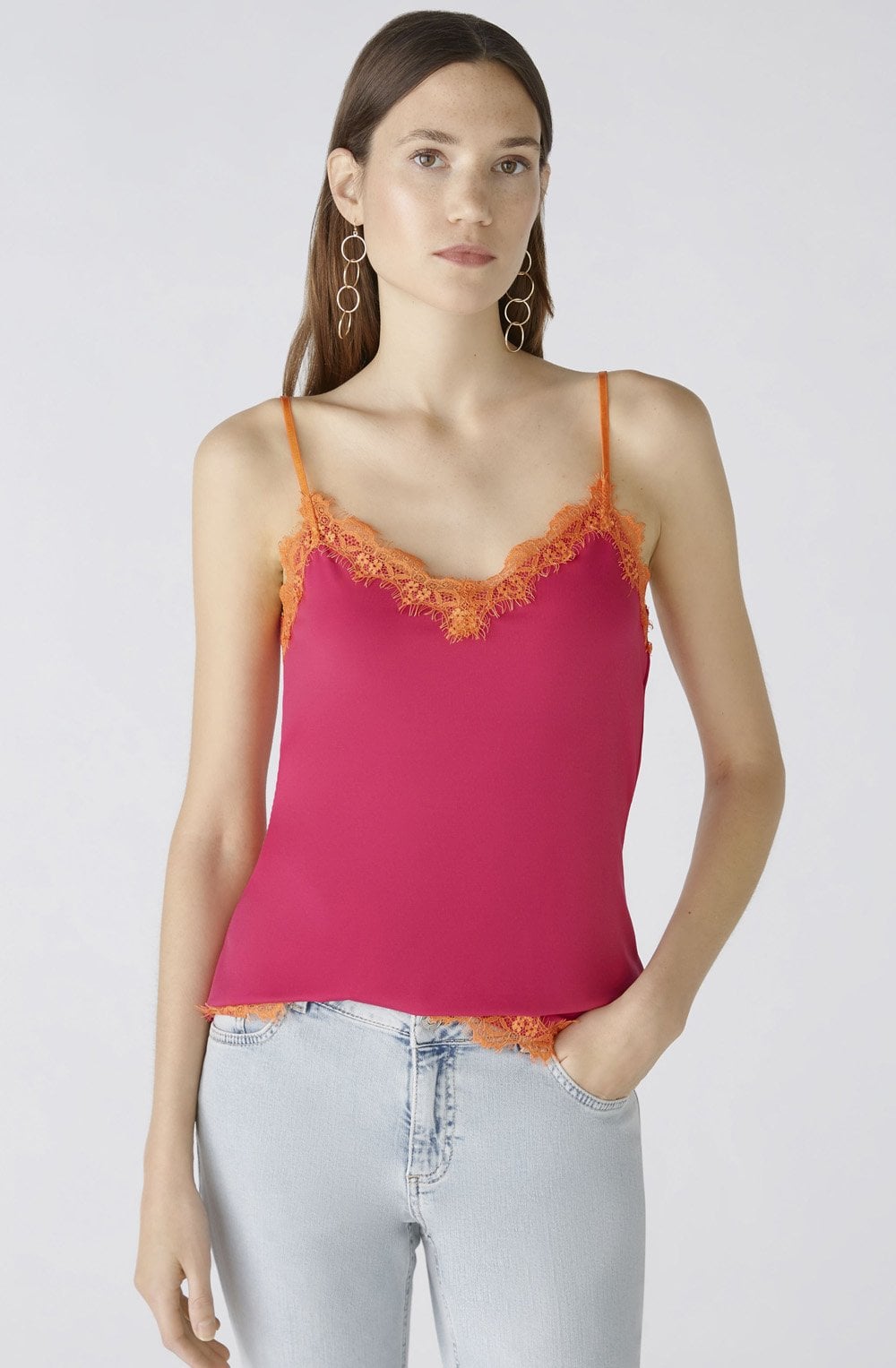 Rose Orange Lace Edged Camisole
