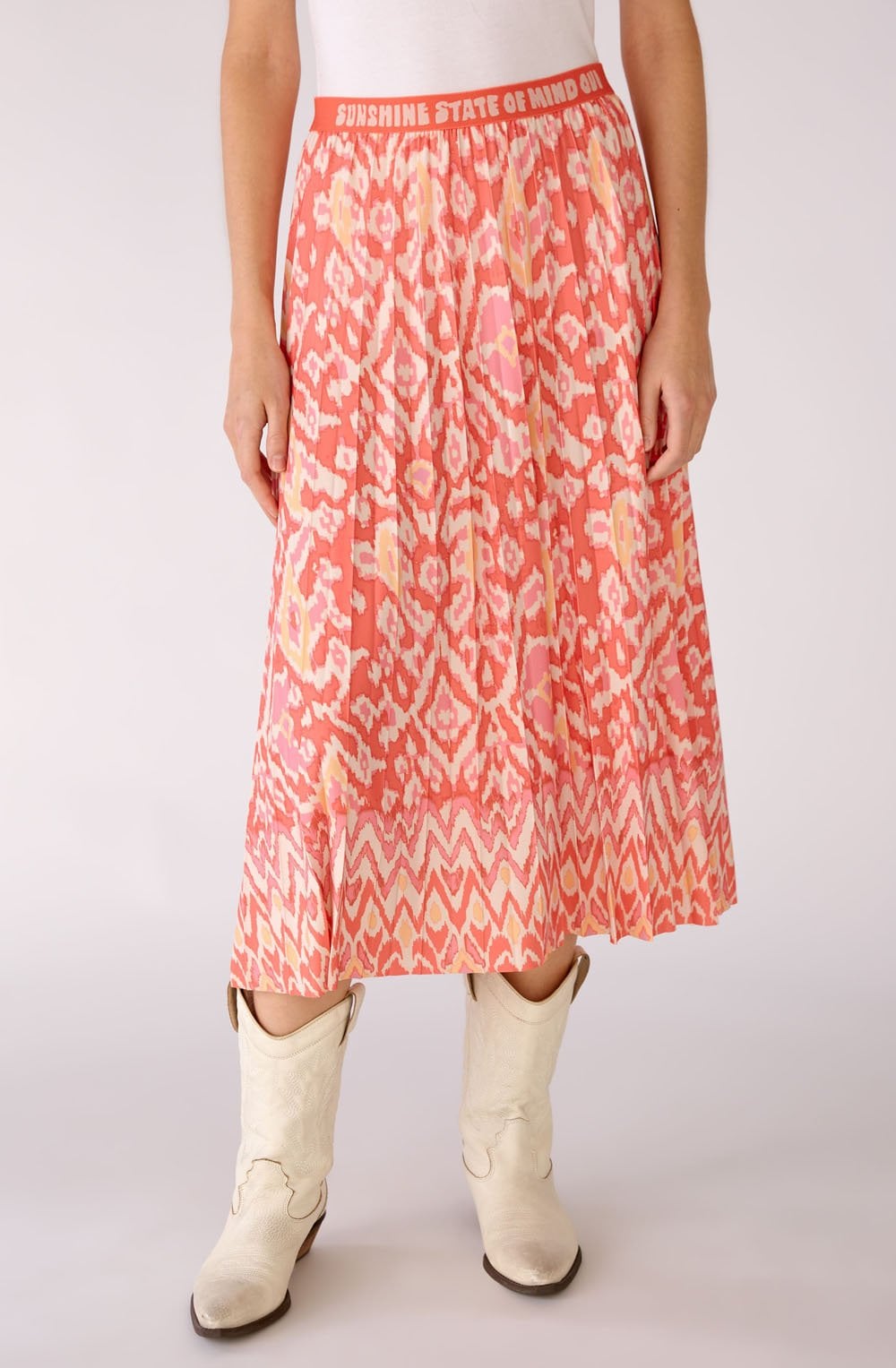 Rose Orange Pleated Jersey Skirt