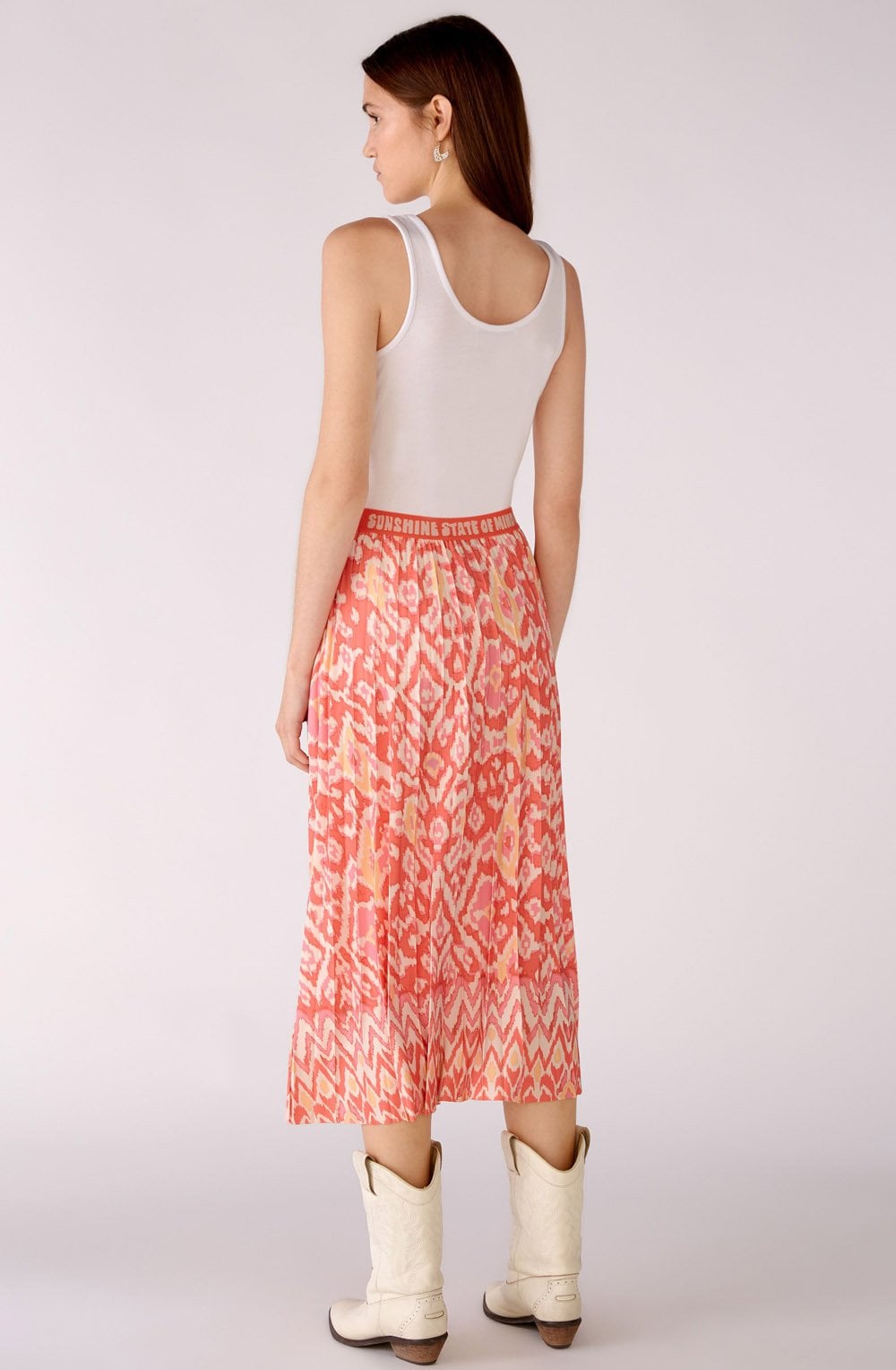 Rose Orange Pleated Jersey Skirt