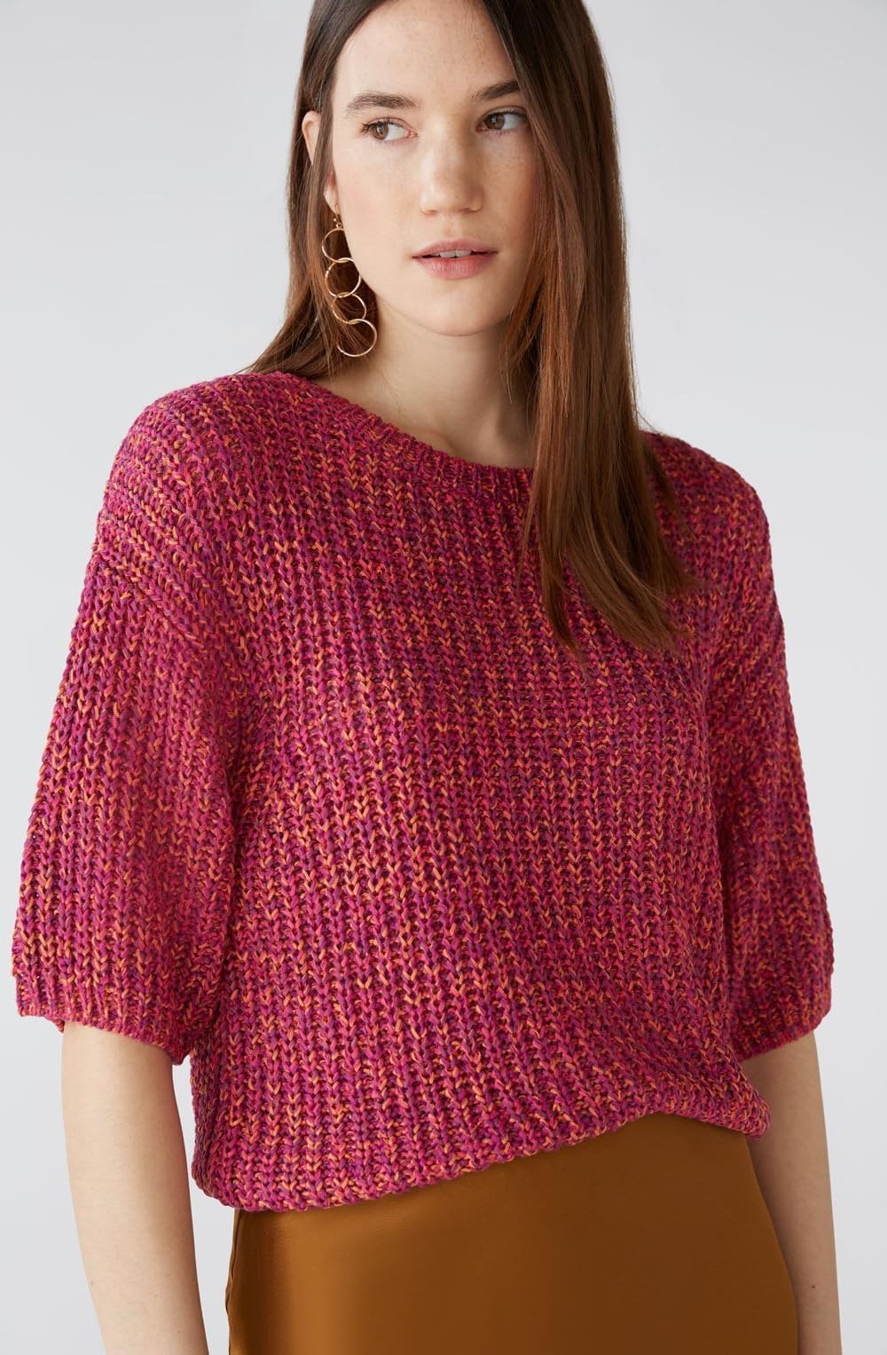 Rose Orange Ribbon Knit Box Sweater