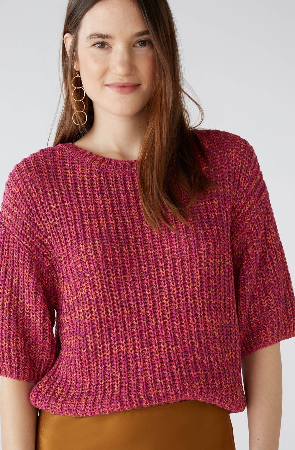 Rose Orange Ribbon Knit Box Sweater