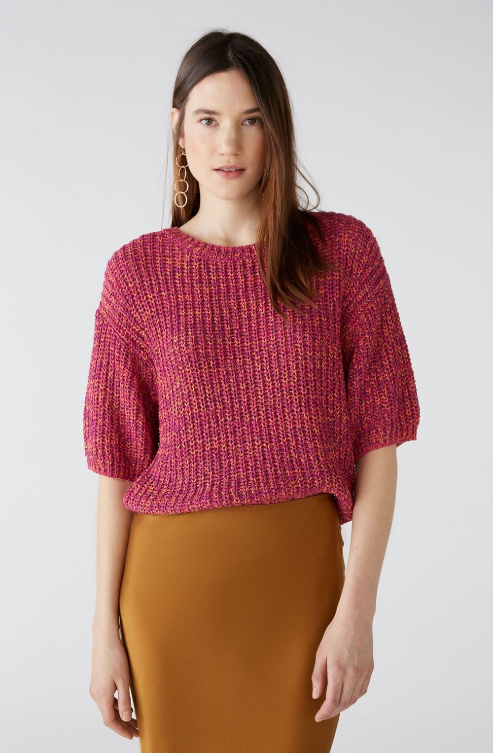 Rose Orange Ribbon Knit Box Sweater