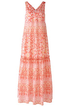 Rose Orange Sleeveless Tiered Maxi Dress
