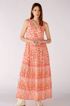 Rose Orange Sleeveless Tiered Maxi Dress