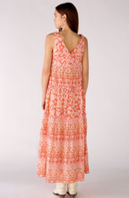 Rose Orange Sleeveless Tiered Maxi Dress