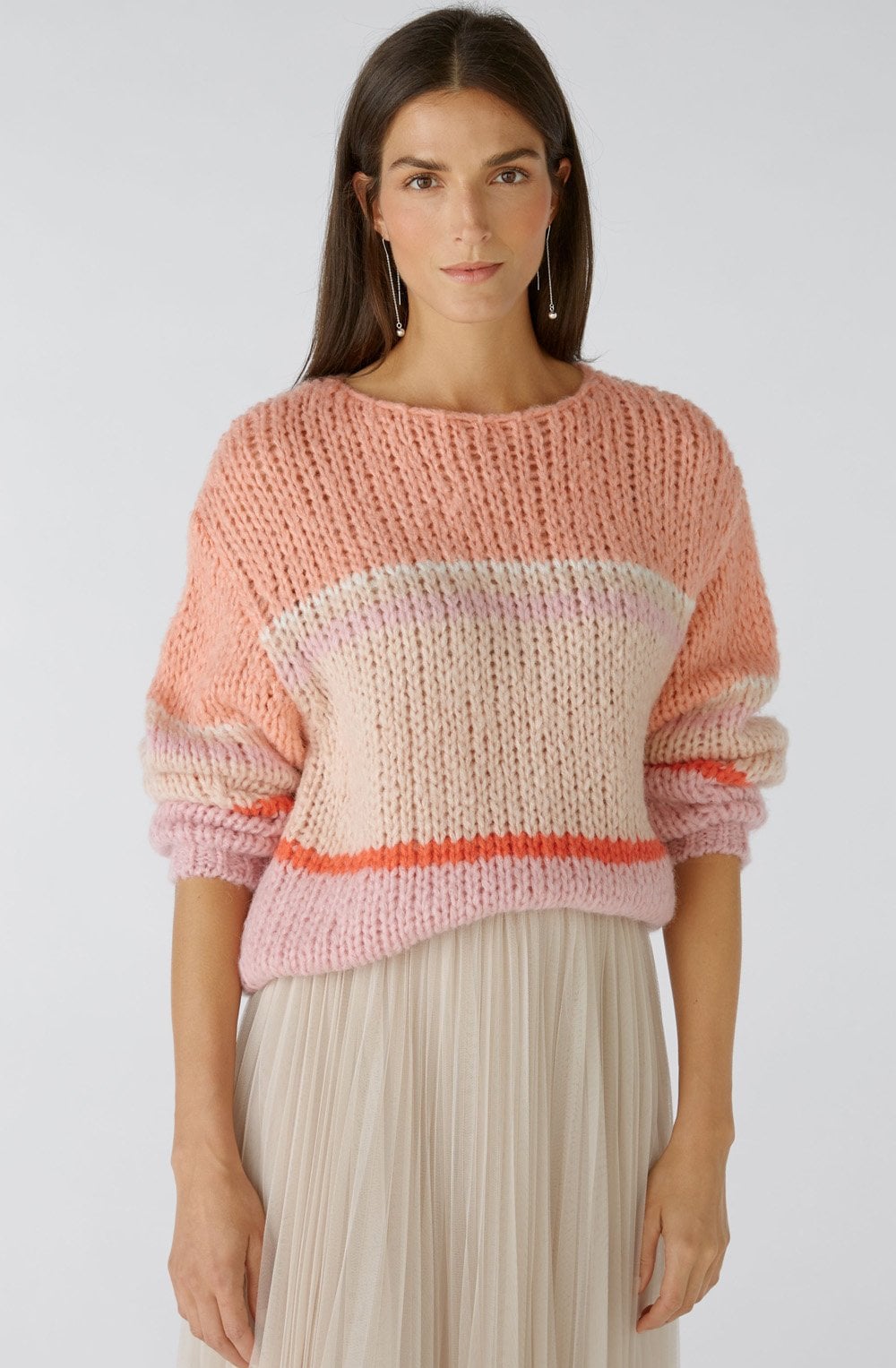 Rose Orange Wool and Mohair Chunky Jumper