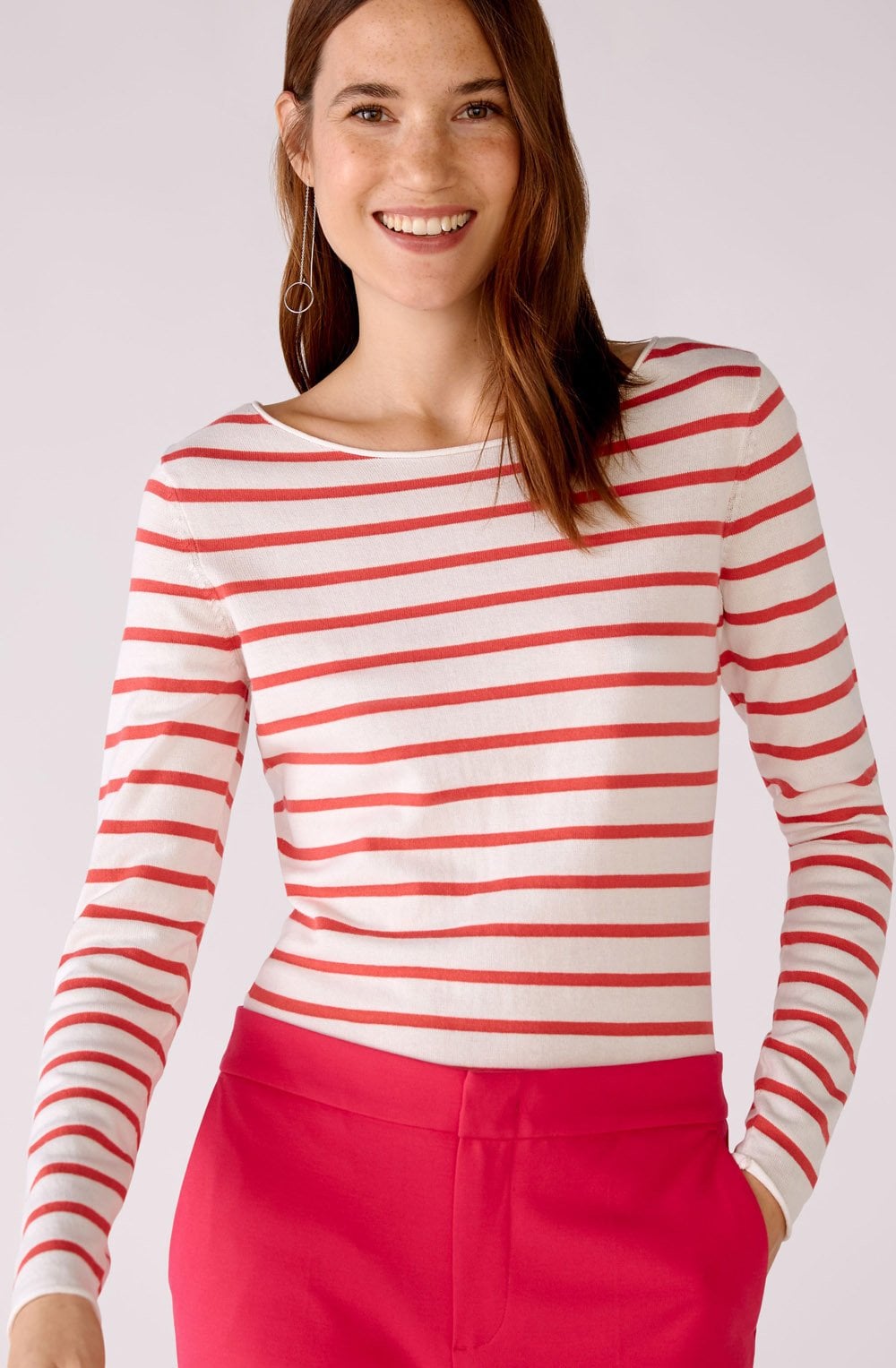 Rose Red Striped Fine Knit Top