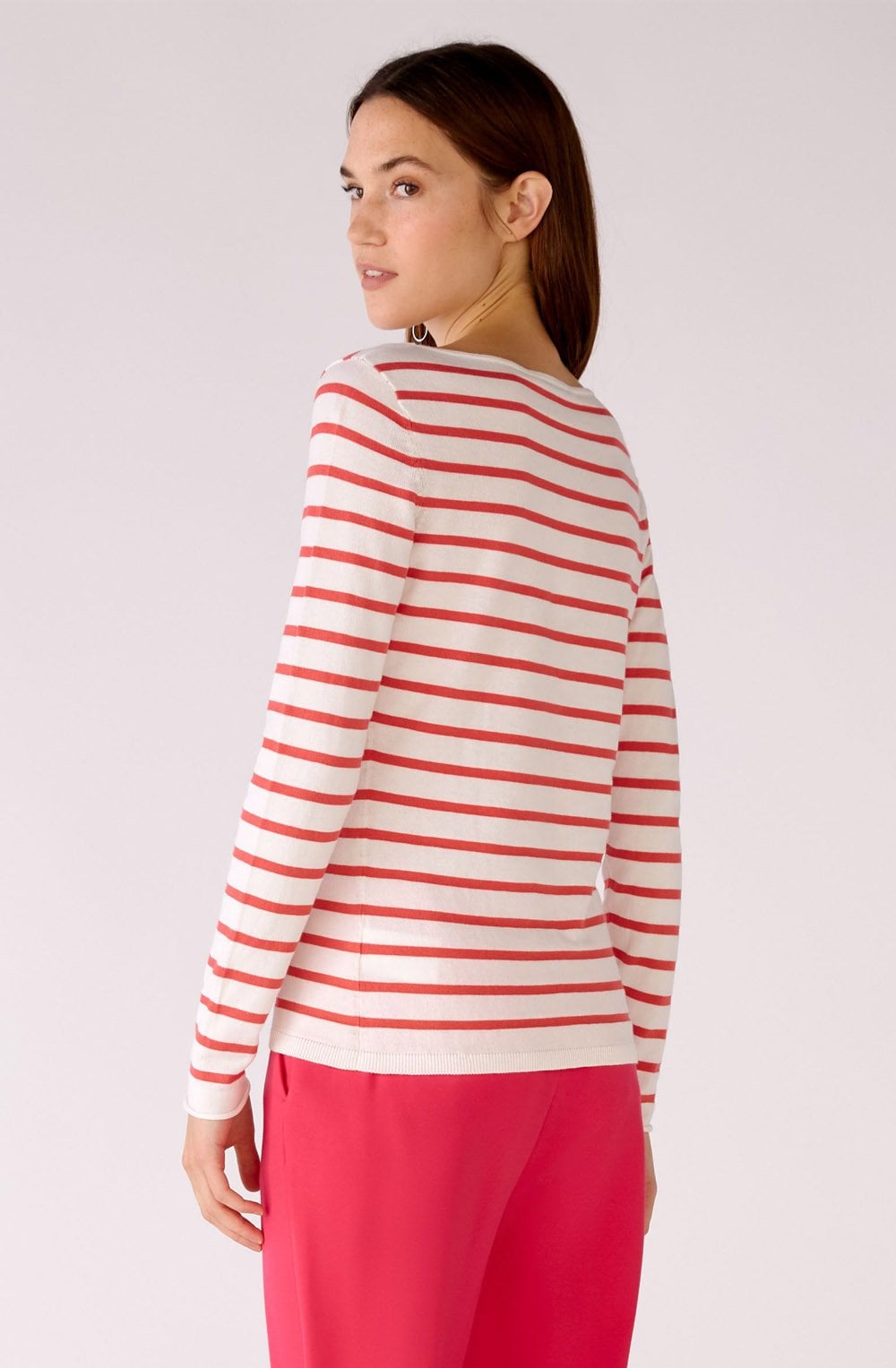 Rose Red Striped Fine Knit Top