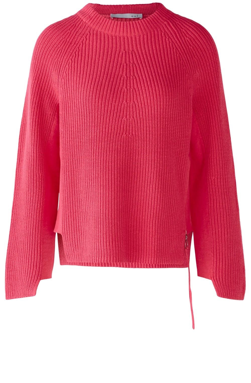 Rose Ribbed Knit Jumper With Zip Detail