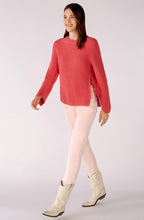 Rose Ribbed Knit Jumper With Zip Detail
