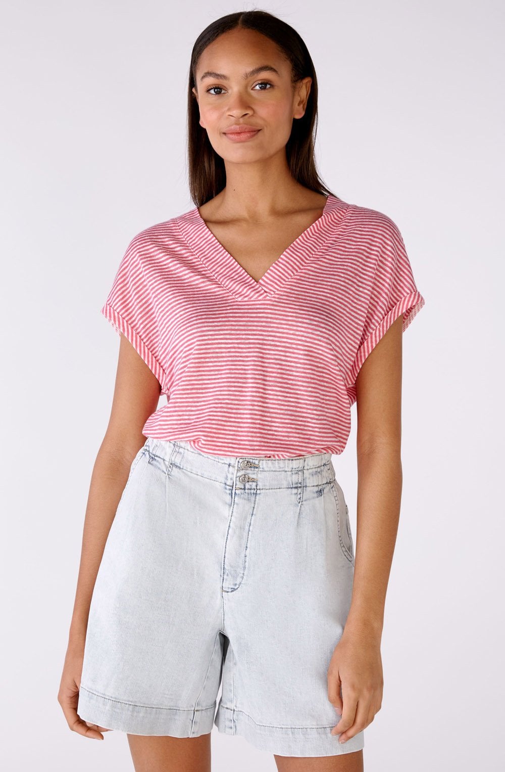 Rose White Linen T Shirt