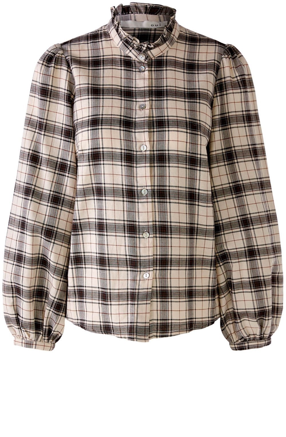 Ruffle Collar Checked Shirt