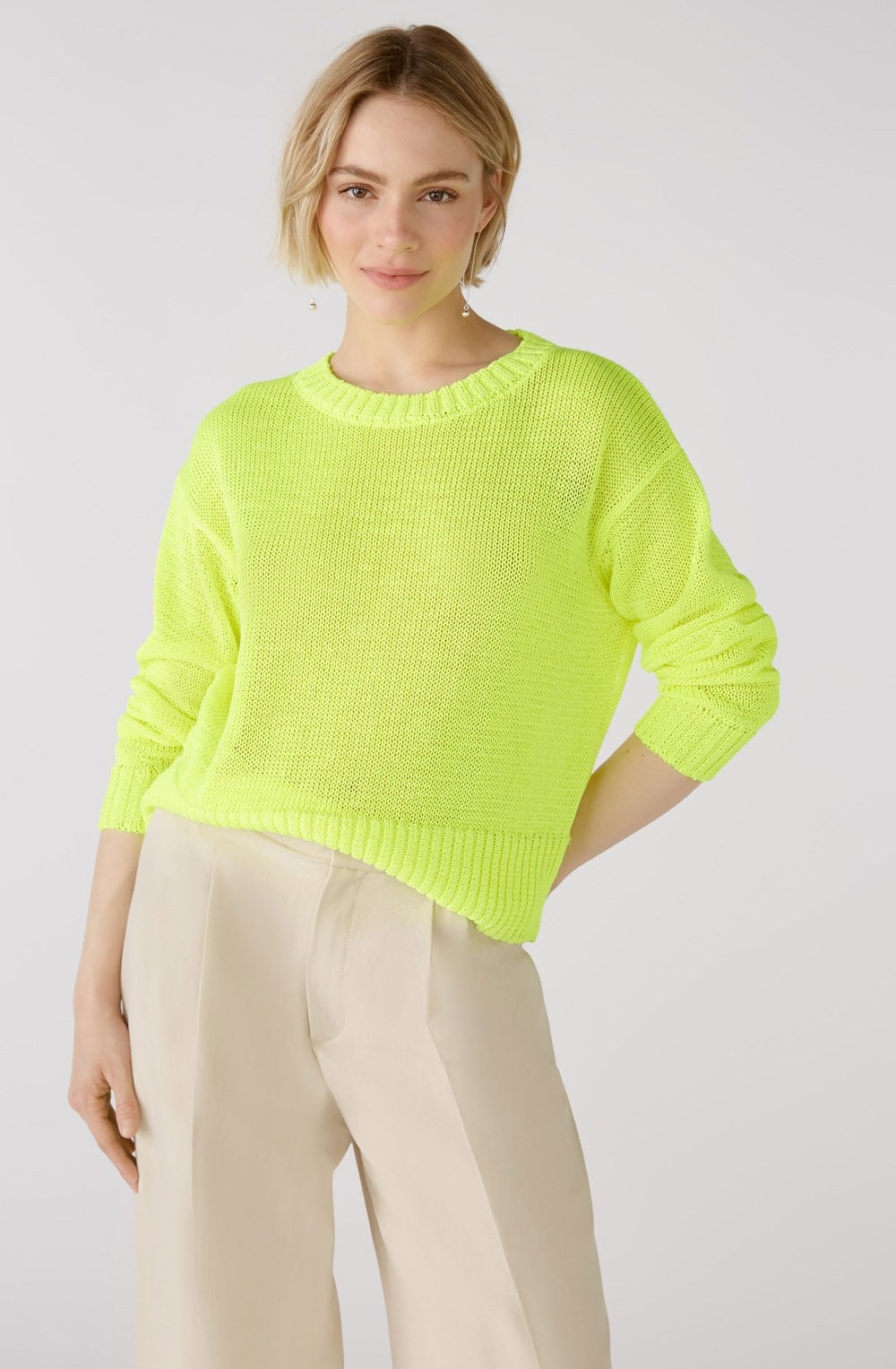 Safety Yellow Relaxed Open Knit Jumper