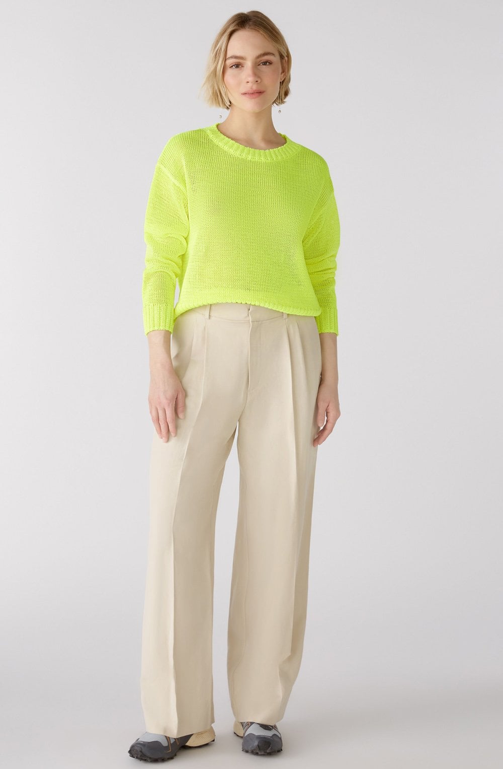 Safety Yellow Relaxed Open Knit Jumper