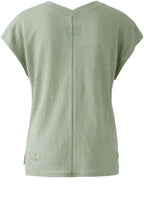 Sage Green Linen V Neck T Shirt