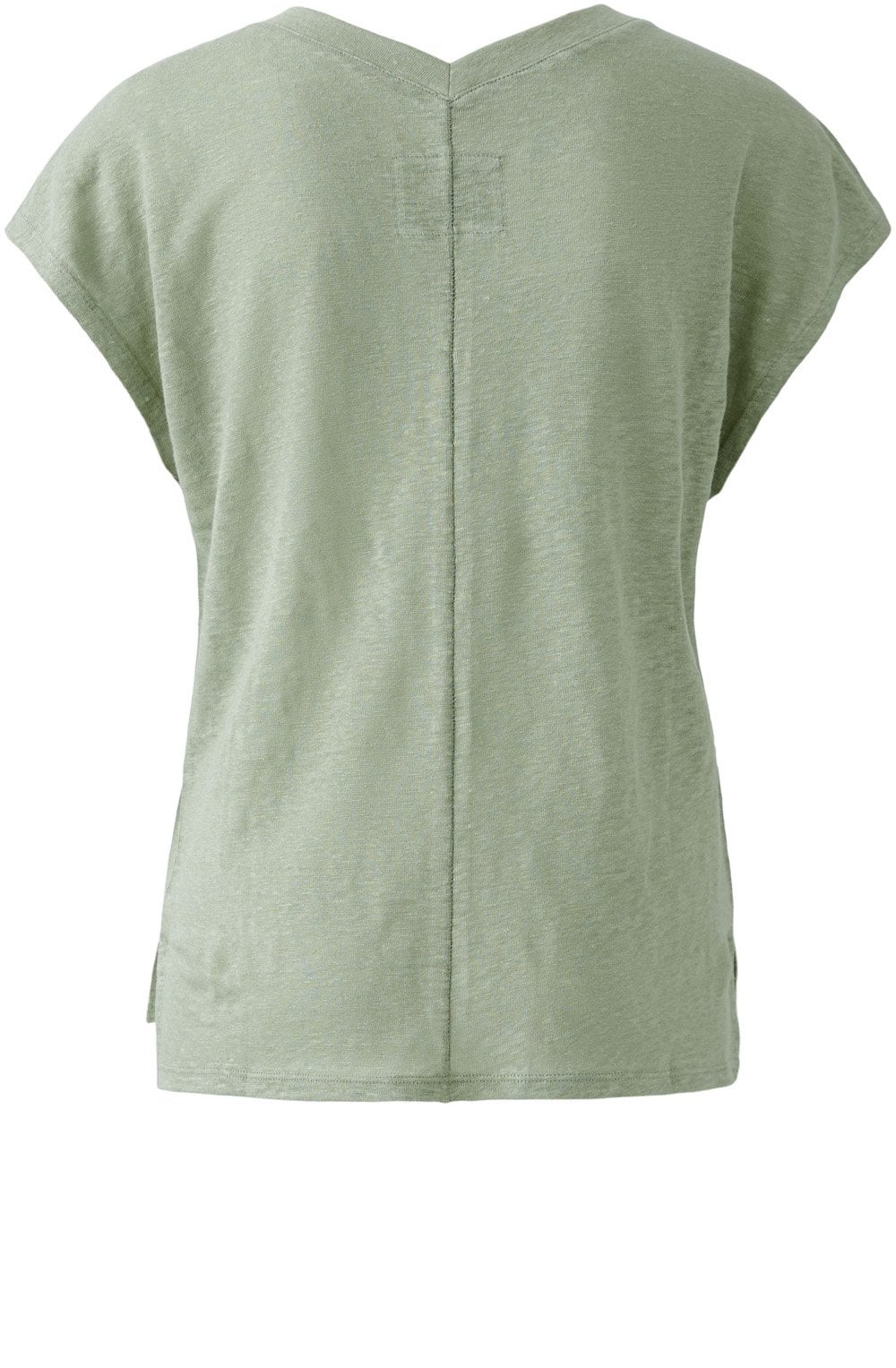 Sage Green Linen V Neck T Shirt