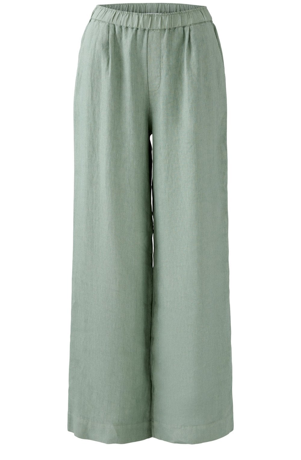 Sage Green Wide Leg Linen Trousers