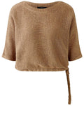 Salty Caramel Ribbon Yarn Adjustable Hem Pullover