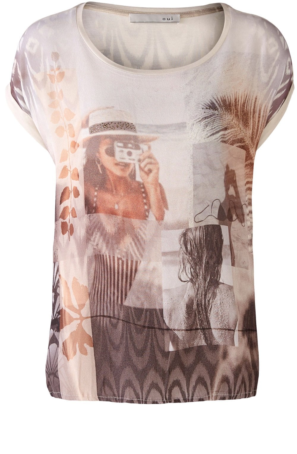 San Bartolome White Camel Diamante Blouse
