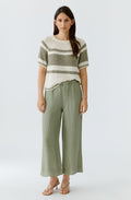 Seagrass Green Colour Block Stripe Ribbon Knit Pullover