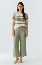 Seagrass Green Colour Block Stripe Ribbon Knit Pullover
