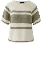 Seagrass Green Colour Block Stripe Ribbon Knit Pullover