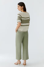 Seagrass Green Colour Block Stripe Ribbon Knit Pullover