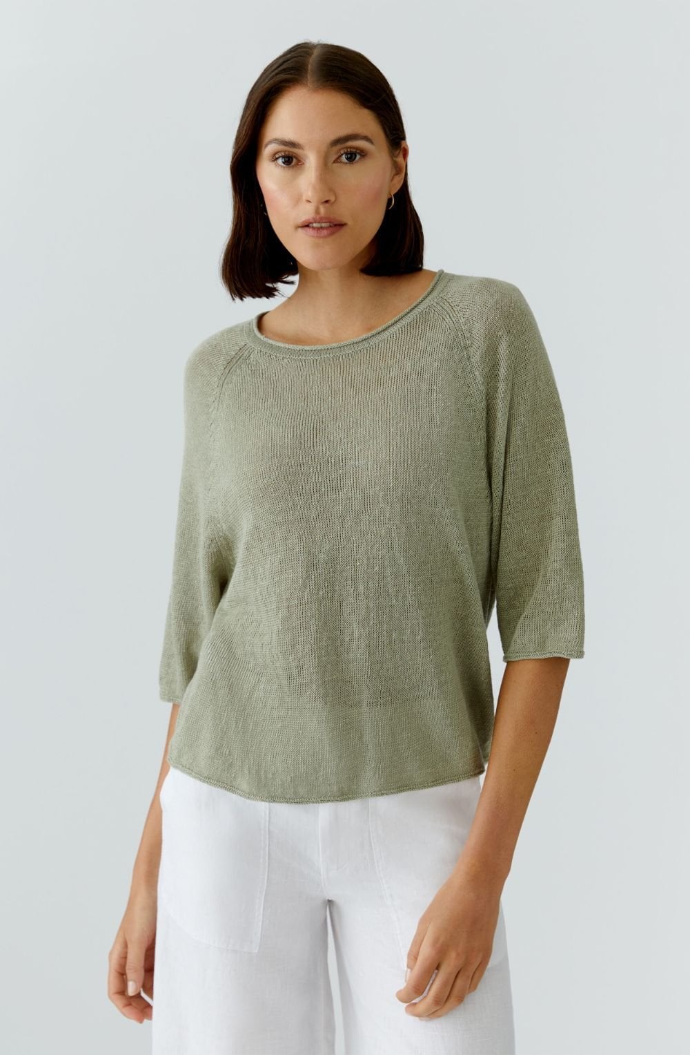 Seagrass Green Linen Sleeve Pullover