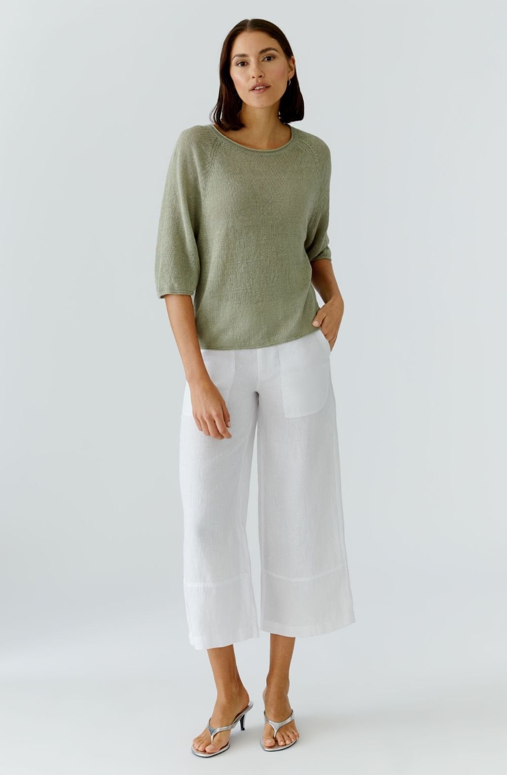 Seagrass Green Linen Sleeve Pullover