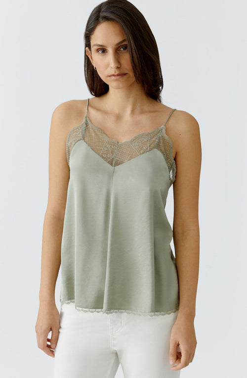 Seagrass Lace and Satin Camisole