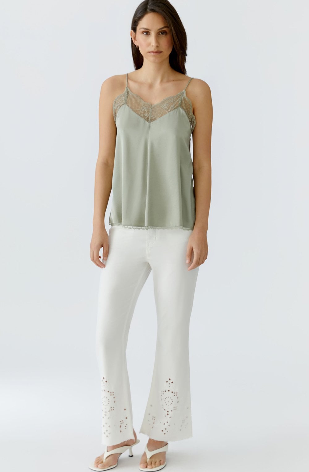 Seagrass Lace and Satin Camisole
