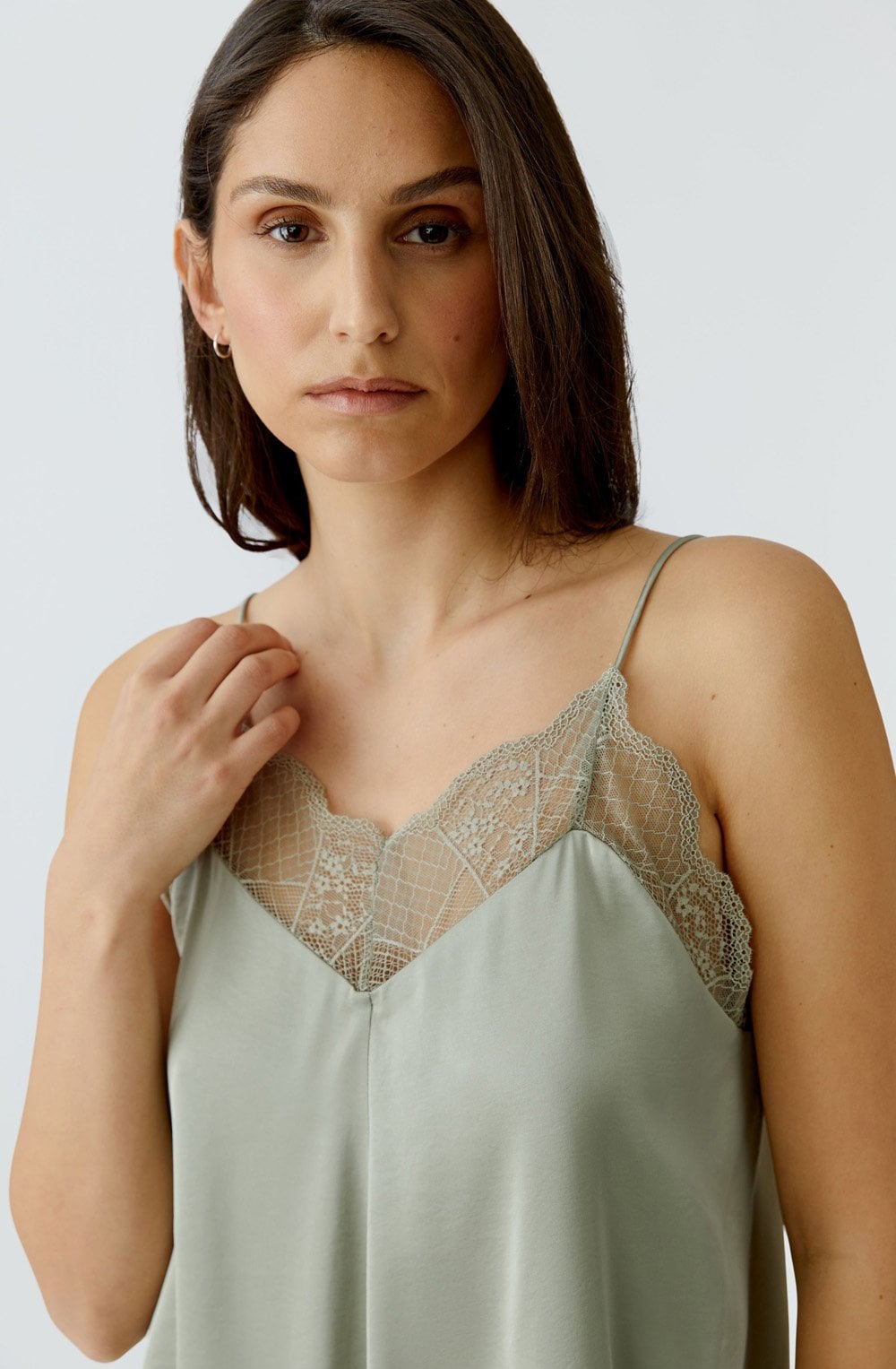 Seagrass Lace and Satin Camisole