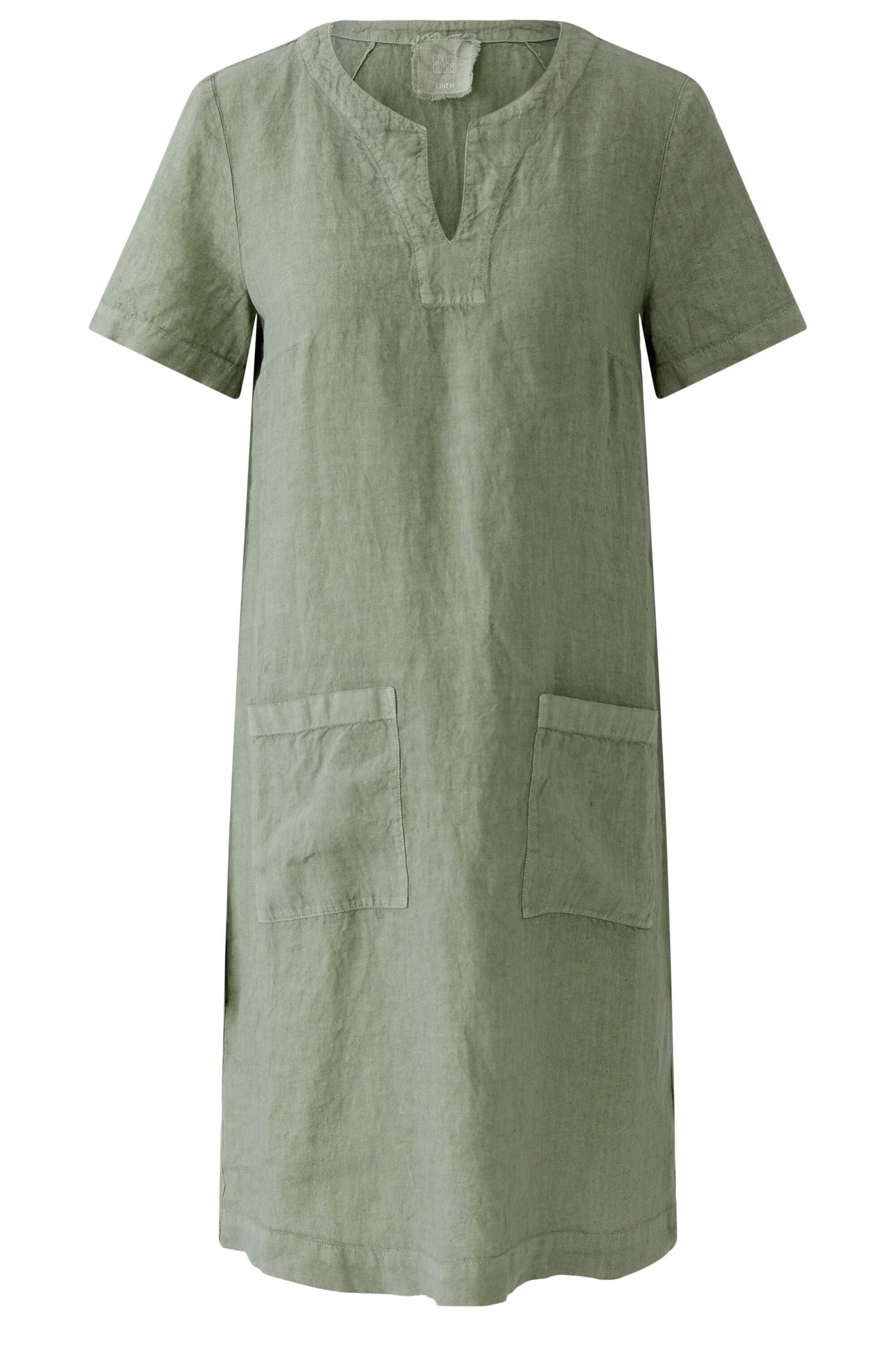 Seagrass Linen V Neck A Line Dress