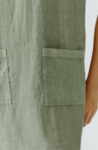 Seagrass Linen V Neck A Line Dress