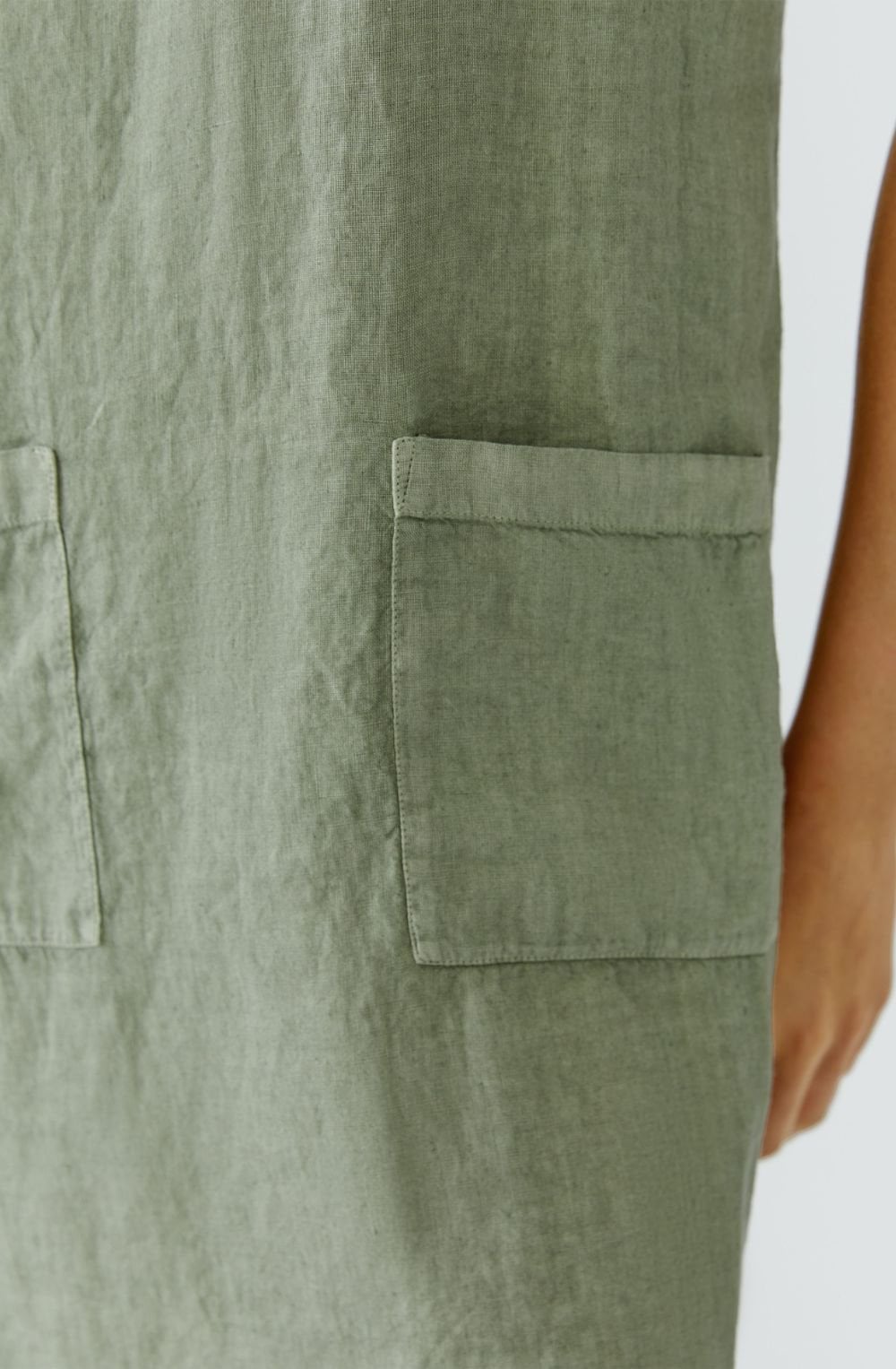 Seagrass Linen V Neck A Line Dress