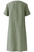 Seagrass Linen V Neck A Line Dress